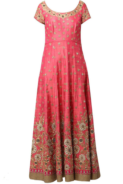 Pink Aari Work Anarkali Set - kylee