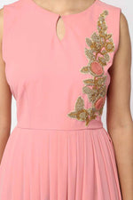 Load image into Gallery viewer, Pink Floral Embroidered Cowl Tunic - kylee
