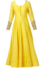 Load image into Gallery viewer, Yellow Embellished Anarkali With Dupatta - kylee
