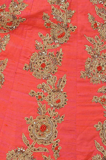 Orange and Gold Jaal Embroidered Anarkali Set - kylee