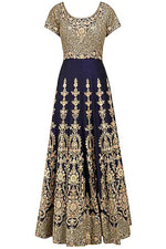 Load image into Gallery viewer, Navy and Peach Embroidered Anarkali Set - kylee
