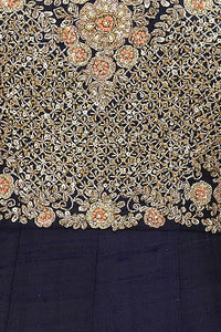 Navy and Peach Embroidered Anarkali Set - kylee