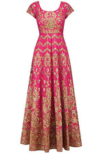 Load image into Gallery viewer, Magenta and Beige Embroidered Anarkali Set - kylee
