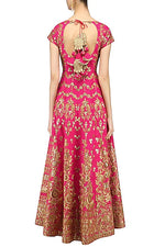 Load image into Gallery viewer, Magenta and Beige Embroidered Anarkali Set - kylee
