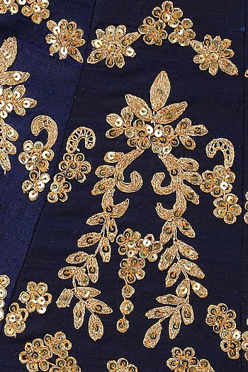 Navy and Gold Embroidered Lehenga Set - kylee