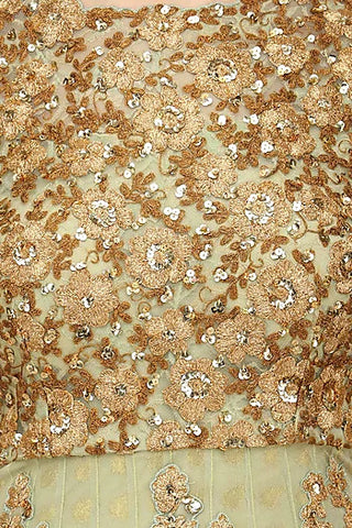 Mint Green Floral Embroidered Anarkali Set - kylee