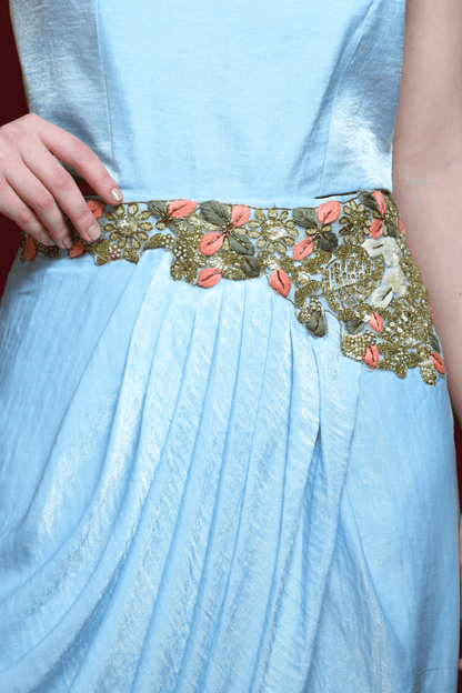 Powder Blue Drape Tunic Dress - kylee